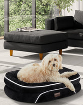 OhGeni | Orthopedic Dog Couch Bed | Medium (28 x 21 x 6 Inch)| Black - aborderproducts