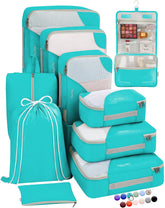 OlarHike 10 Piece Set Travel Packing Cubes | Turquoise - aborderproducts