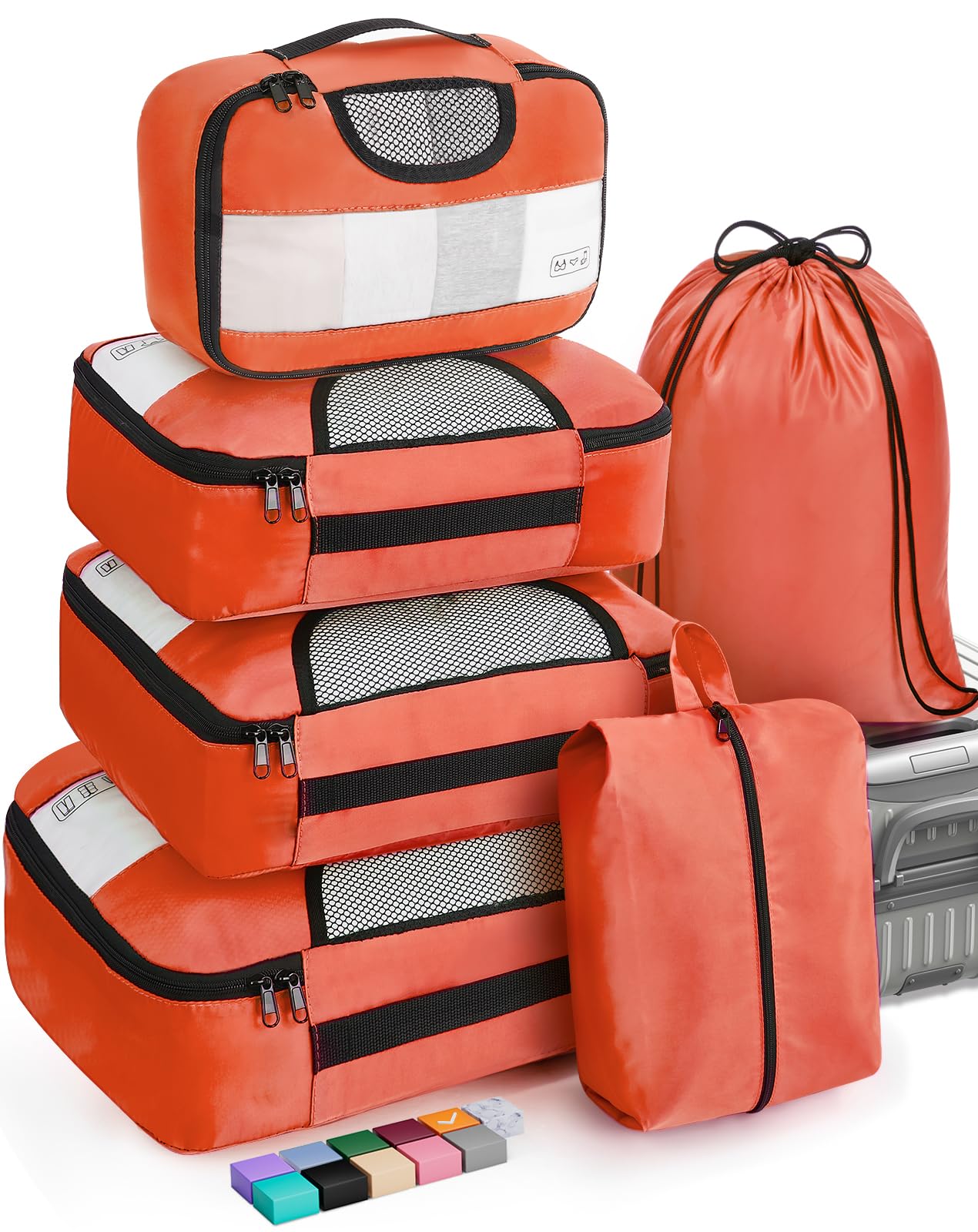 Veken Packing Cubes | 6 Set | Orange - aborderproducts