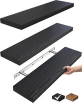 BAYKA | Floating Shelves | 22.5 in | 3-Piece | Black - aborderproducts