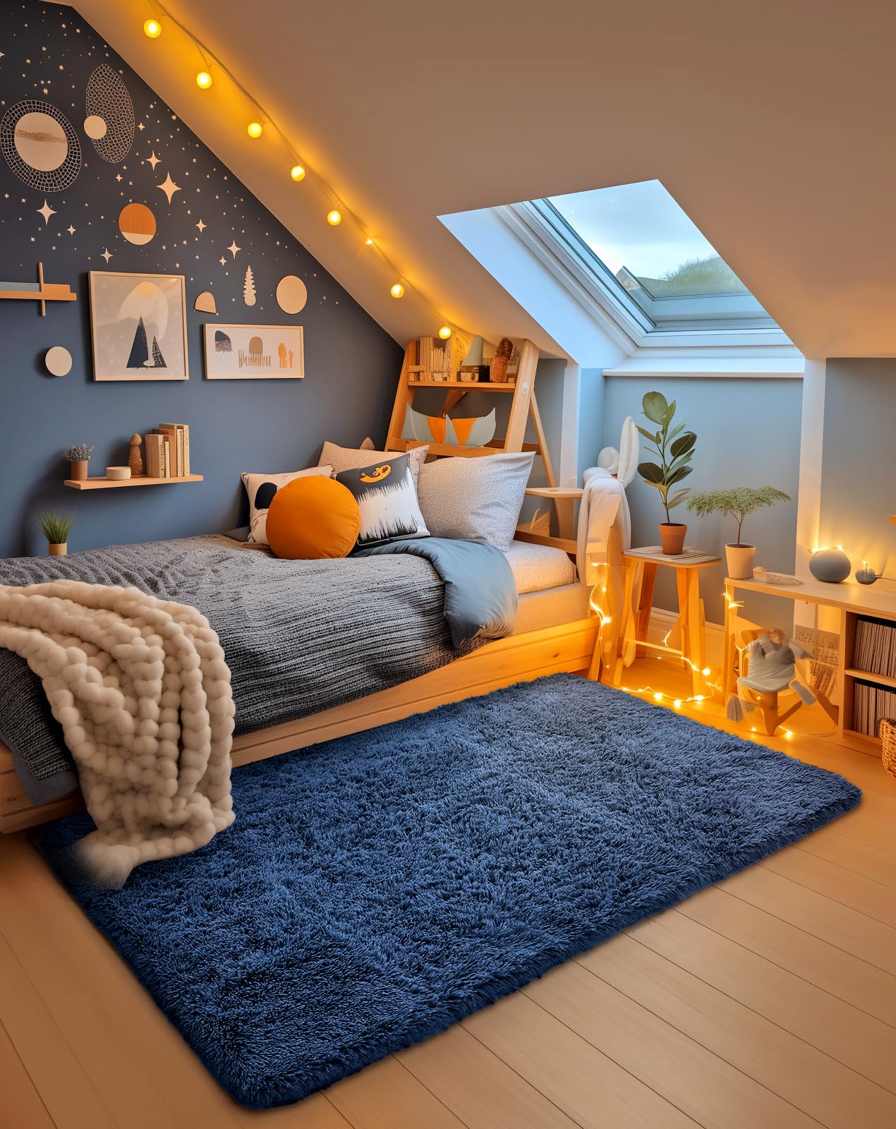 Ophanie Fluffy Shaggy Soft Area Rug | Blue 3x5 - aborderproducts