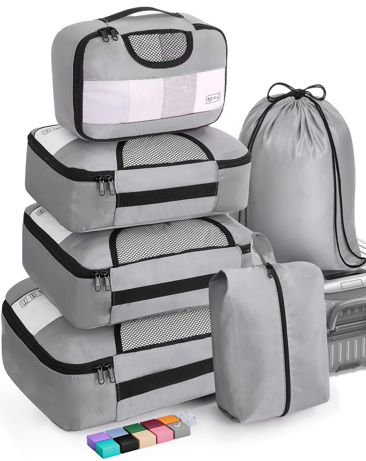 Veken Packing Cubes | 6 Set | Gray - aborderproducts