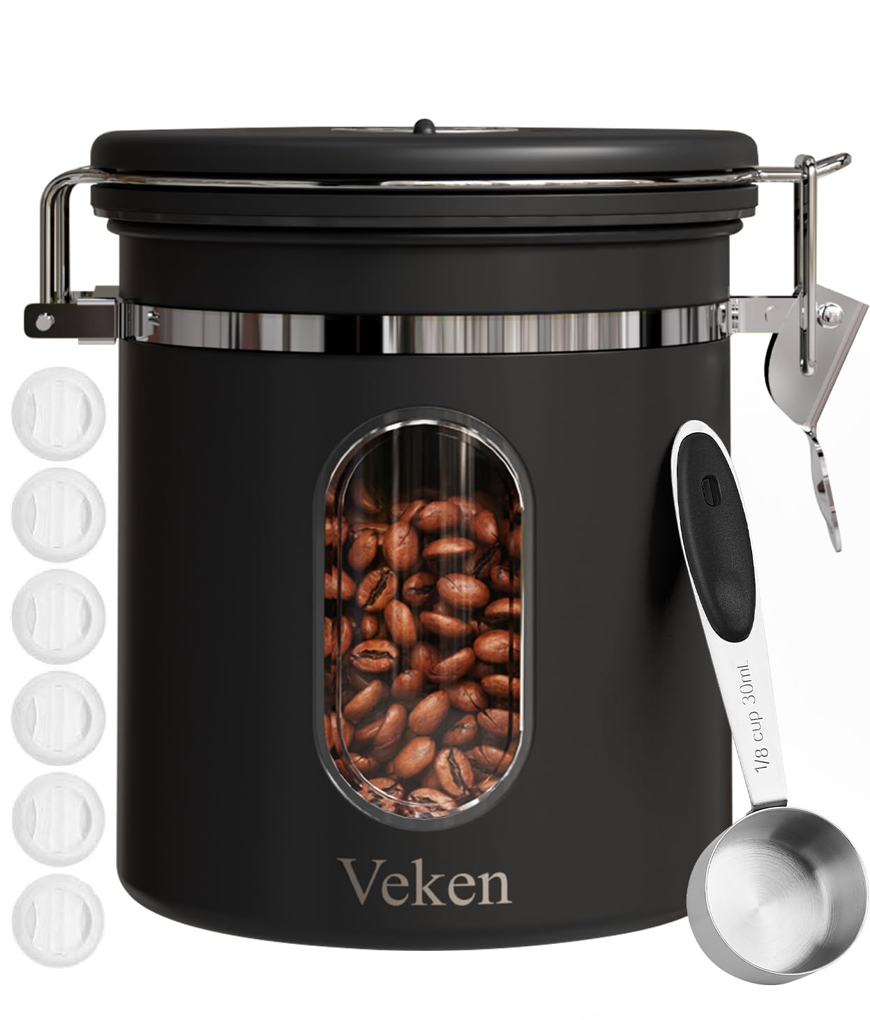 Veken Coffee Canister | 16oz | Black - aborderproducts