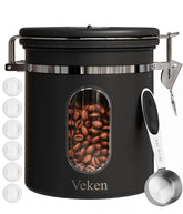 Veken Coffee Canister | 16oz | Black - aborderproducts