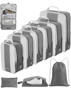 OlarHike | Compression Packing Cubes | 10 Set | Grey