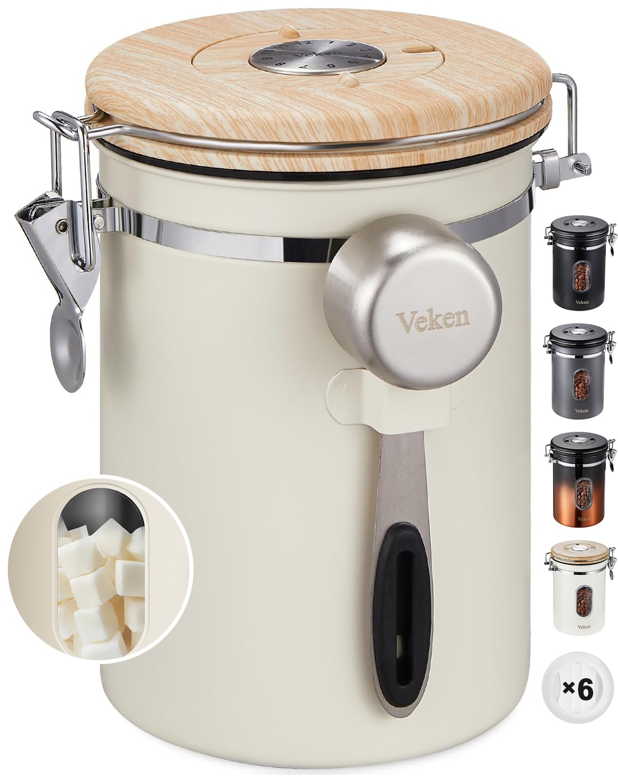 Veken Coffee Canister | 22oz | Cream - aborderproducts