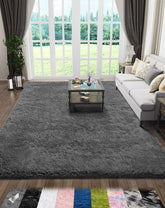 Ophanie Fluffy Shaggy Soft Area Rug | Grey 5x7 - aborderproducts