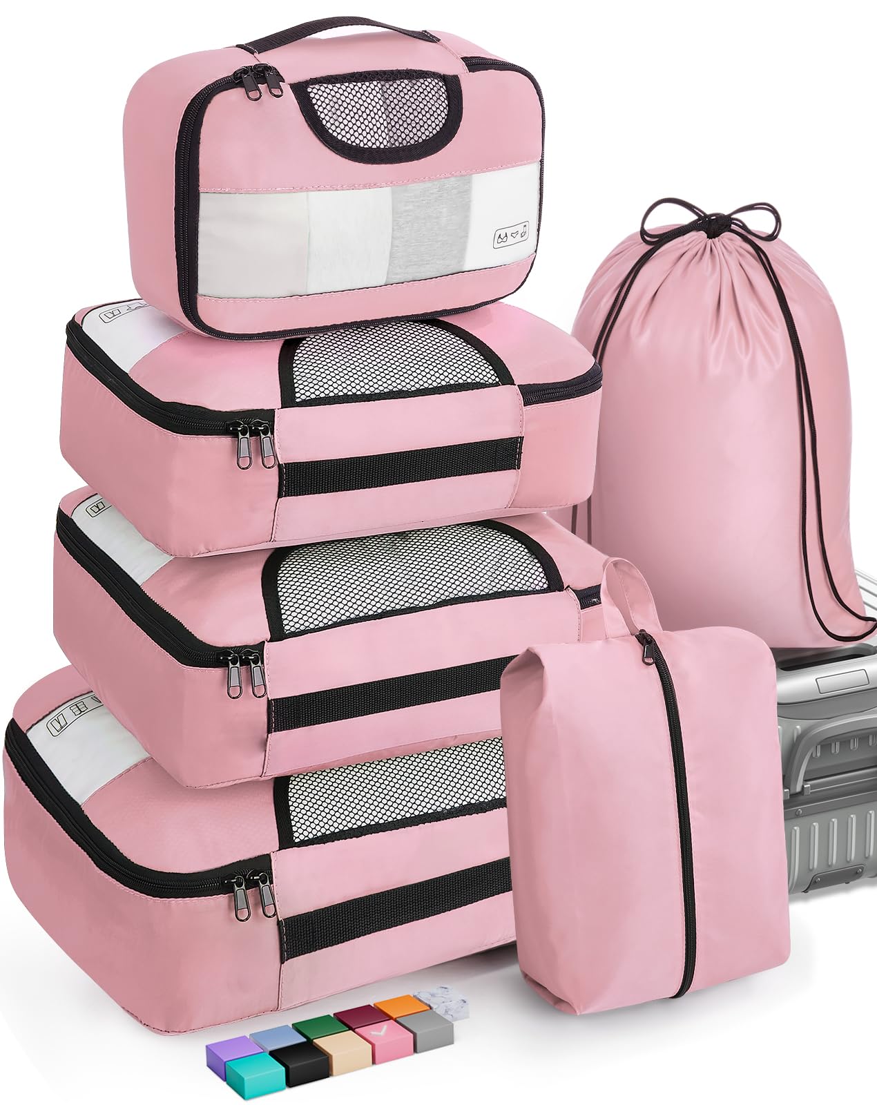 Veken Packing Cubes | 6 Set | Pink - aborderproducts