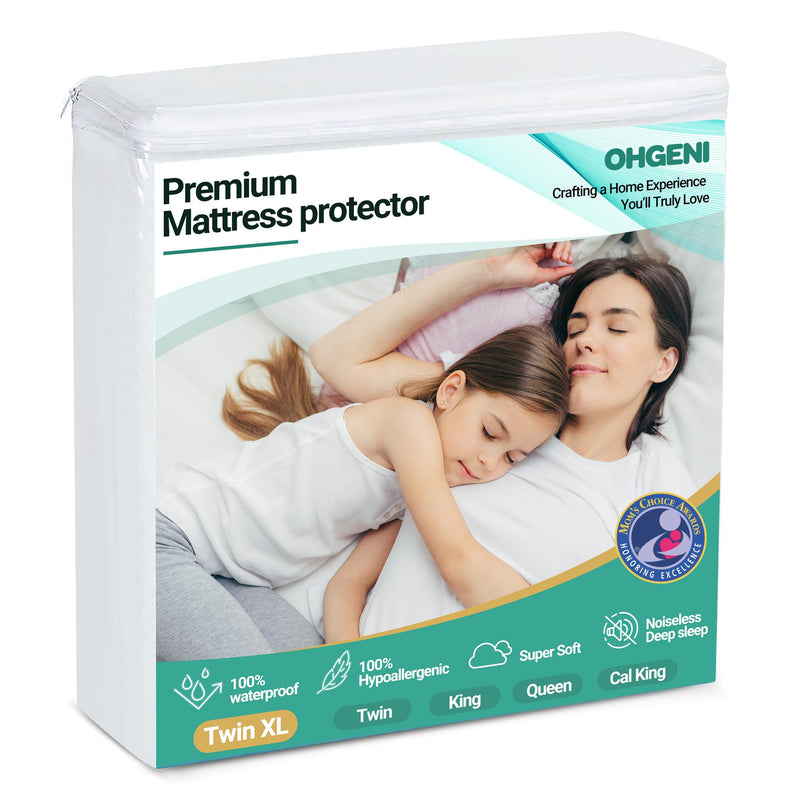 OhGeni | Microfiber Polyester Mattress Protector| Twin | White-zoom-
