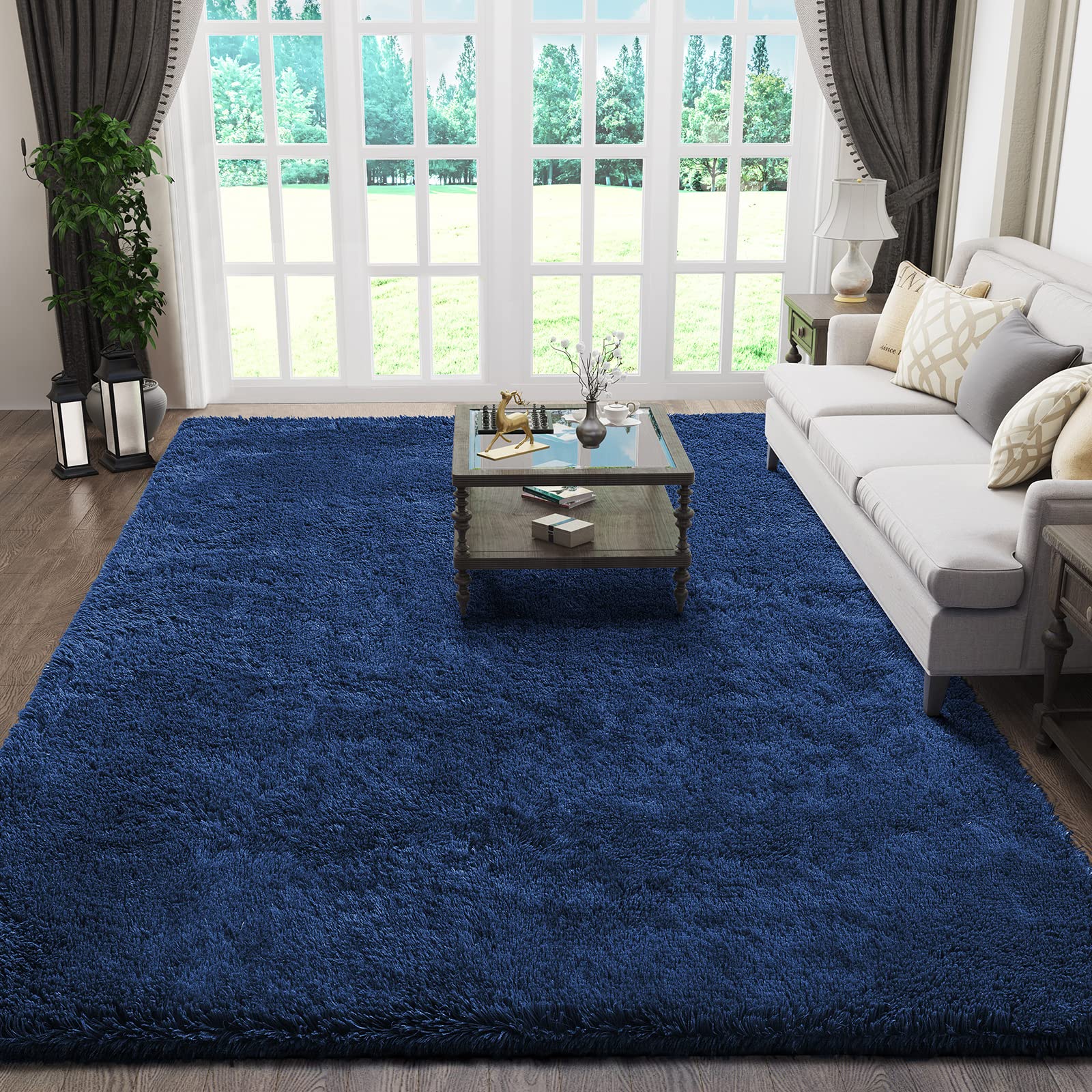 Ophanie Fluffy Shaggy Soft Area Rug | Blue 6x9 - aborderproducts