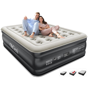 OhGeni King Air Mattress with Built in Pump | 18in Tall | Black