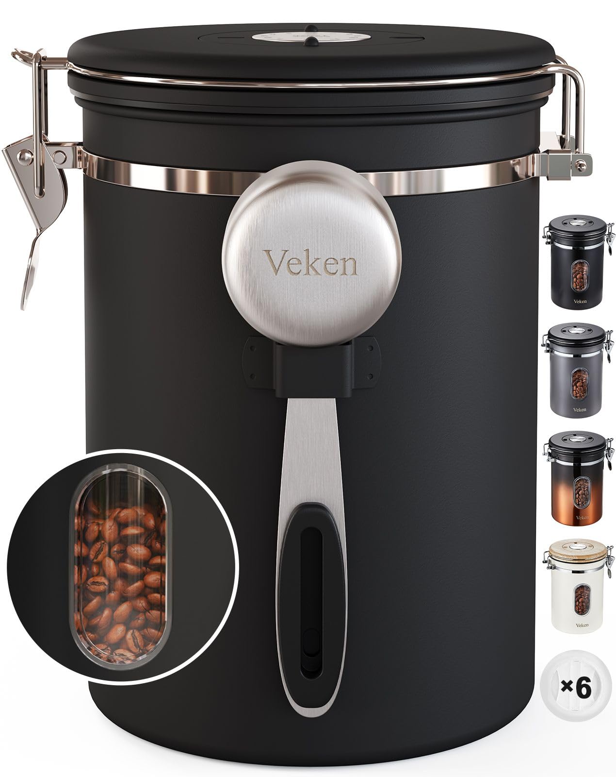 Veken Coffee Canister | 22oz | Black - aborderproducts