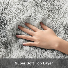 Ophanie Fluffy Shaggy Soft Area Rug | Tie Dyed Grey & White 5x7