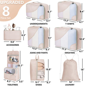 OlarHike Packing Cubes | Set Of 8 | Cream