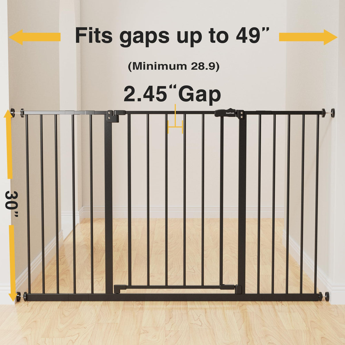 InnoTruth Safety Gate | 28.9” to 49” x 30" | Black