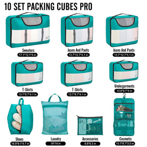 Veken 10 Set Packing Cube Teal - aborderproducts