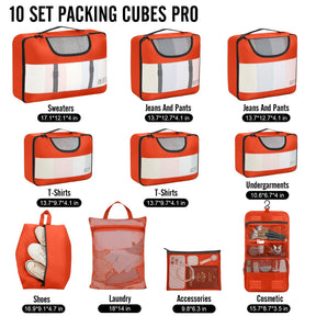 Veken 10 Set Packing Cube Sunset Orange - aborderproducts