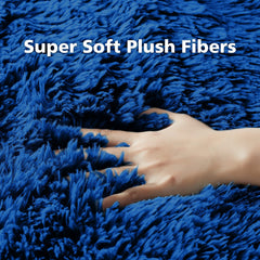 Ophanie Upgrade Fluffy Shaggy Soft Area Rug | Blue 6x9 - aborderproducts