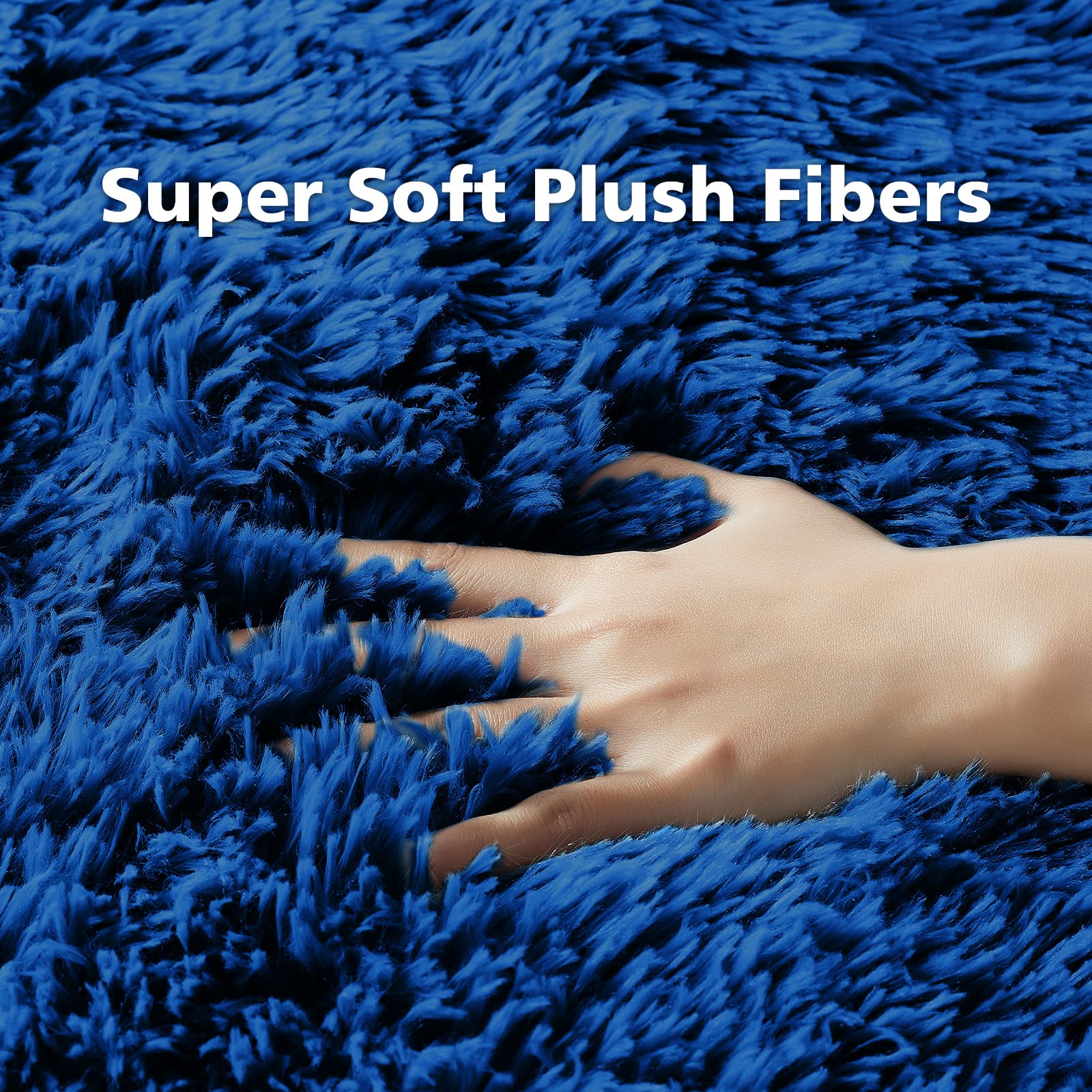 Ophanie Upgrade Fluffy Shaggy Soft Area Rug | Blue 6x9 - aborderproducts