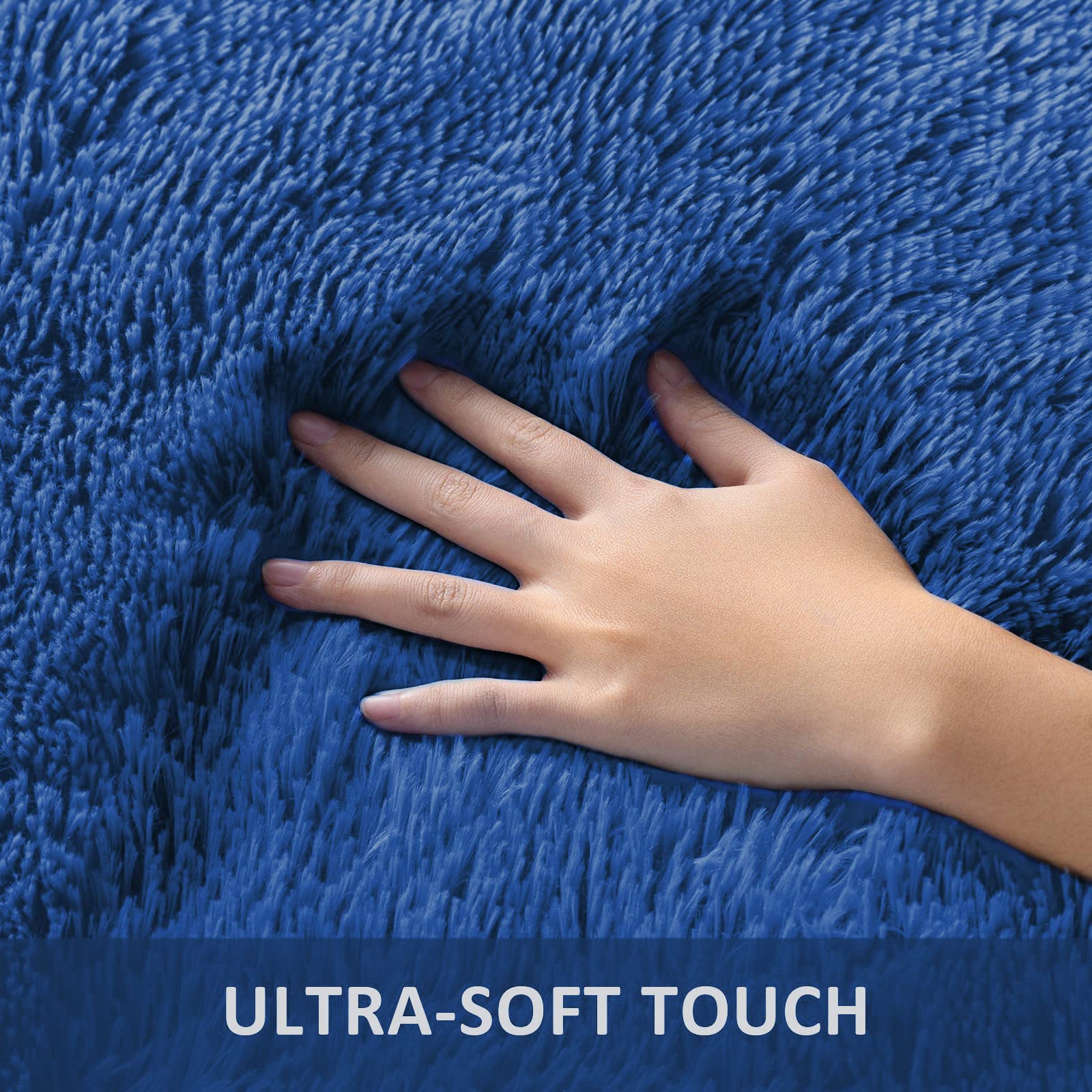 Ophanie Fluffy Shaggy Soft Area Rug | Blue 6x9 - aborderproducts