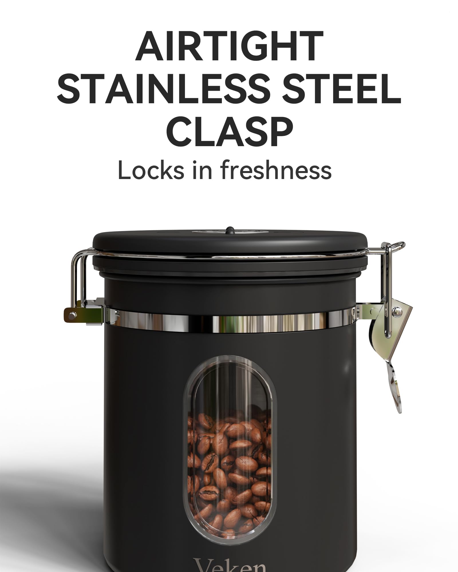 Veken Coffee Canister | 16oz | Black - aborderproducts