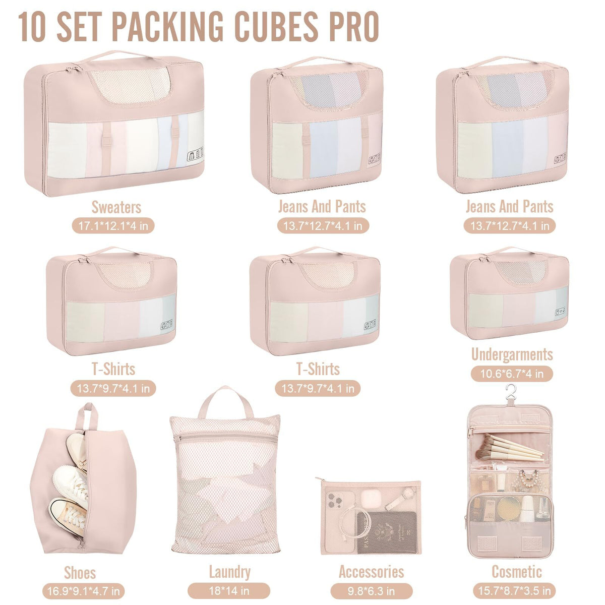 Veken 10 Set Packing Cube Cream