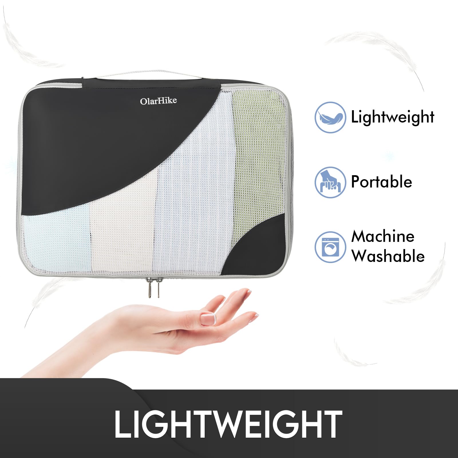 OlarHike Packing Cubes | Set Of 6 | Black - aborderproducts