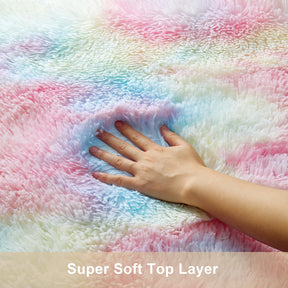 Ophanie Fluffy Shaggy Soft Area Rug | Rainbow 5x8