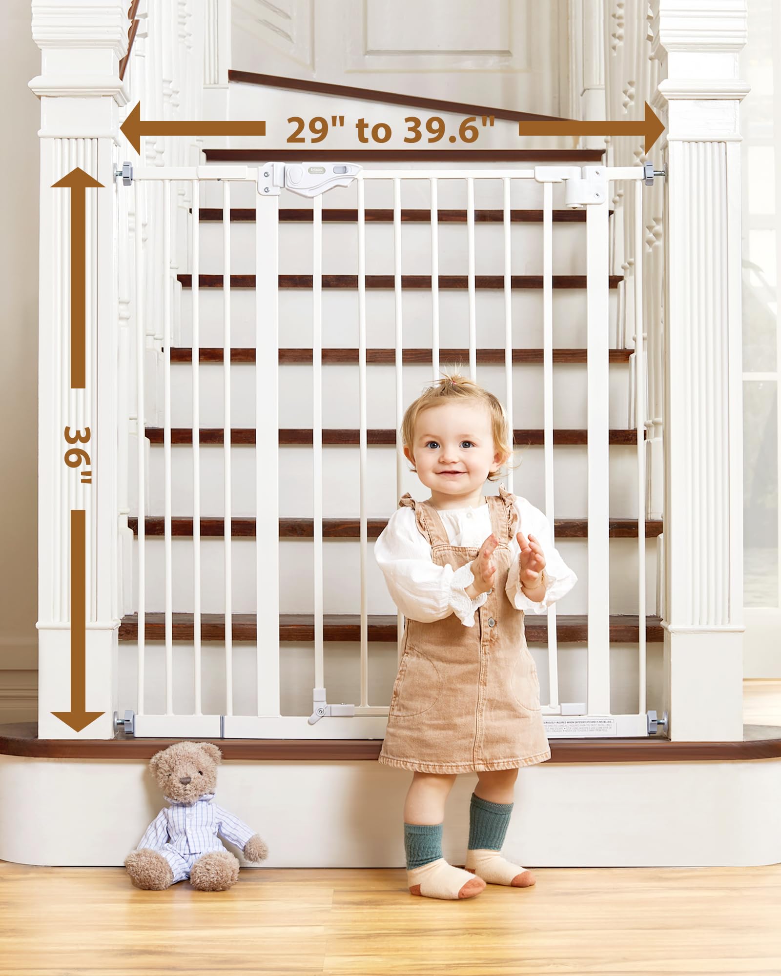 InnoTruth Safety Gate | 28.9” to 39.6” x 36" | White - aborderproducts