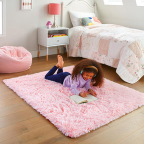 Ophanie Fluffy Shaggy Soft Area Rug | Pink 4x6