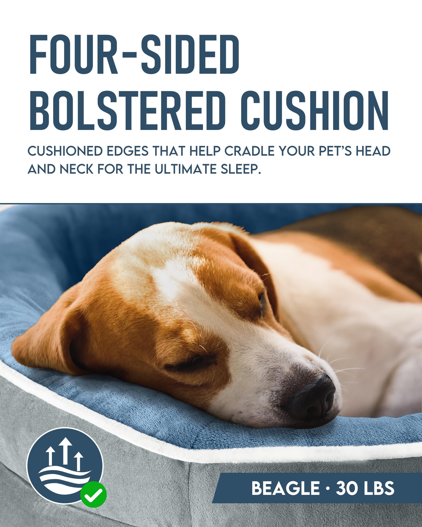 OhGeni | Orthopedic Dog Couch Bed | Large (35 x 28 x 6 Inch)| Washed Blue - aborderproducts