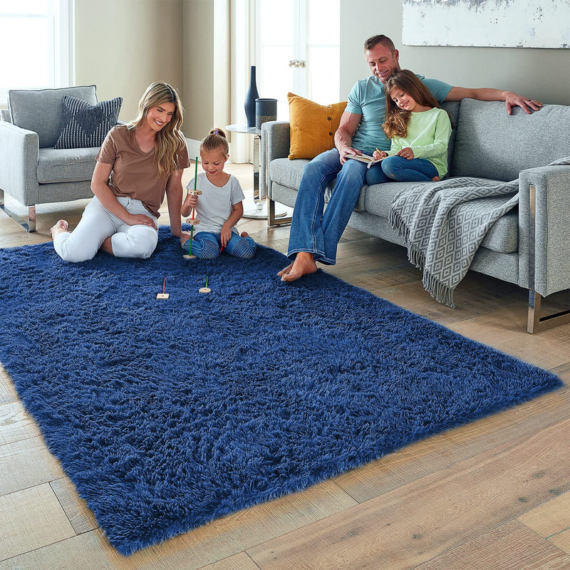 Ophanie Fluffy Shaggy Soft Area Rug | Blue 6x9-zoom-