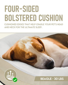 OhGeni | Orthopedic Dog Couch Bed | Large (35 x 28 x 6 Inch)|Beige - aborderproducts
