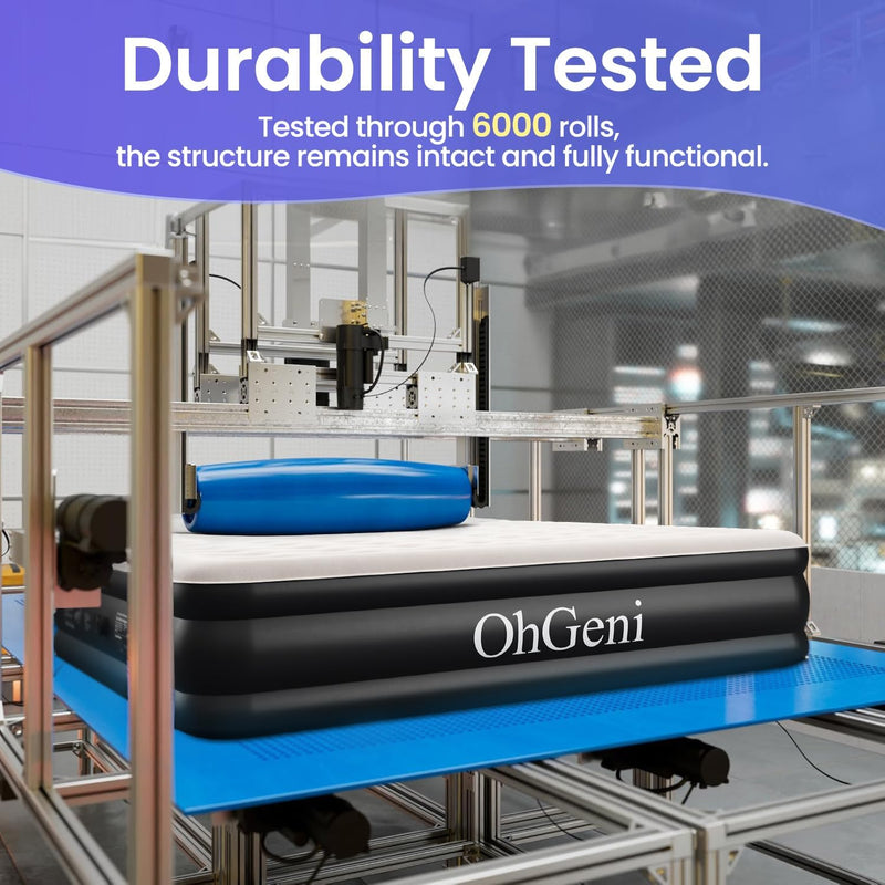 OhGeni Cal King Air Mattress with Built in Pump | 18in Tall | Black-zoom-