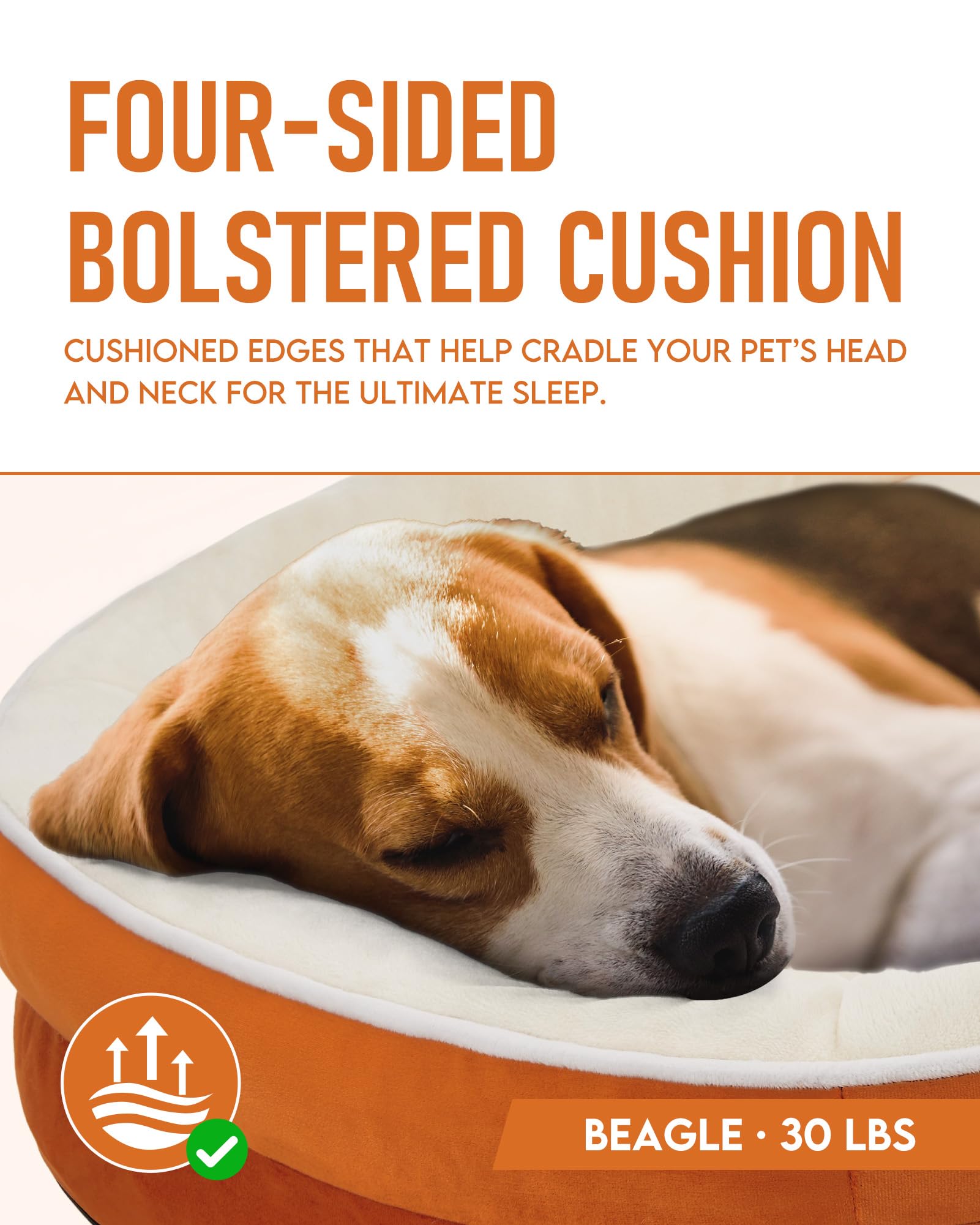 OhGeni | Orthopedic Dog Couch Bed | Large (35 x 28 x 6 Inch)| Orange - aborderproducts