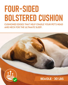 OhGeni | Orthopedic Dog Couch Bed | Large (35 x 28 x 6 Inch)| Orange - aborderproducts