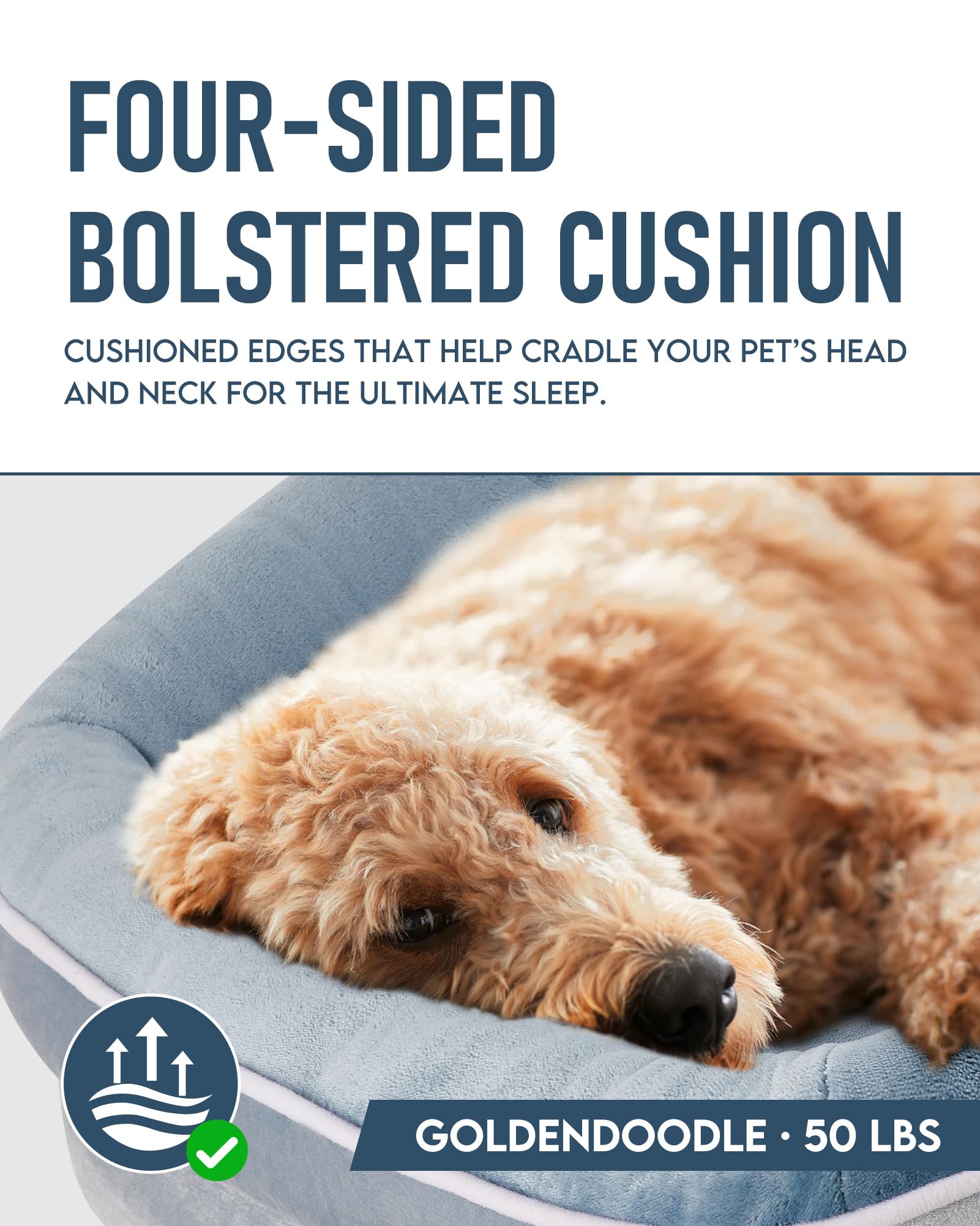 OhGeni | Orthopedic Dog Couch Bed |XL (42 x 31 x 7 Inch)| Washed Blue - aborderproducts