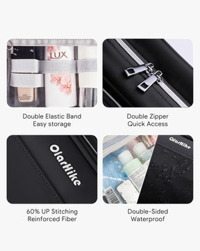 OlarHike Toiletry Bag, Large Size Makeup Jewelry 3 in 1 Essentials Travel Packing Organizers (Black) - aborderproducts