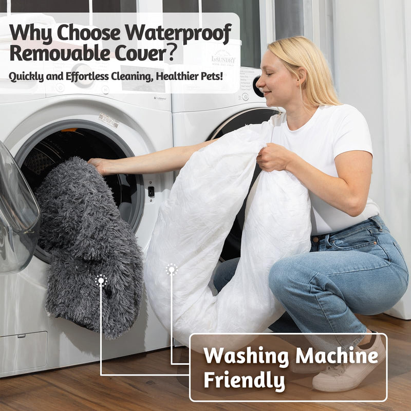 OhGeni Calming Donut Bed for Dogs and Cats | Medium (30 x 30 x 7 Inch)| Ocher-zoom-