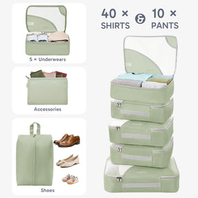 OlarHike 10 Piece Set Travel Packing Cubes | Matcha Green