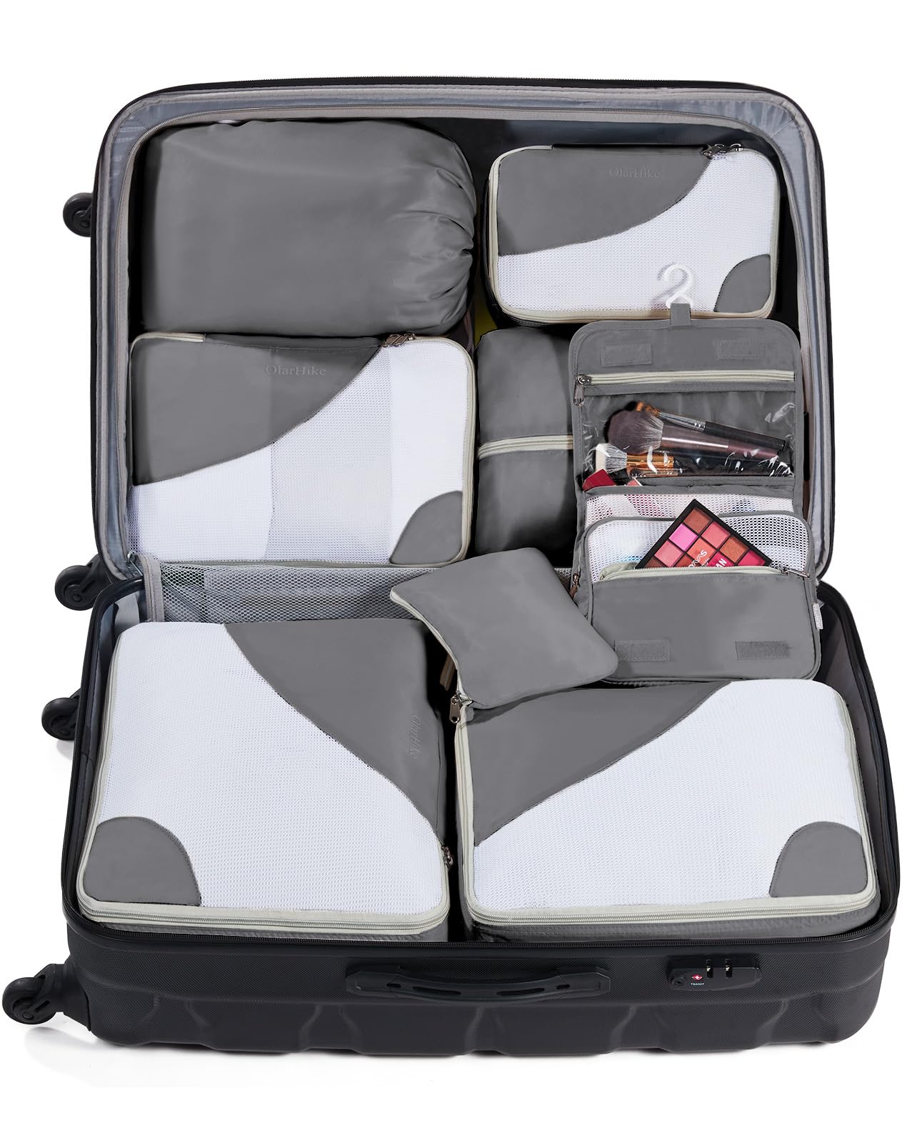 OlarHike 8 Piece Set Travel Packing Cubes | Grey