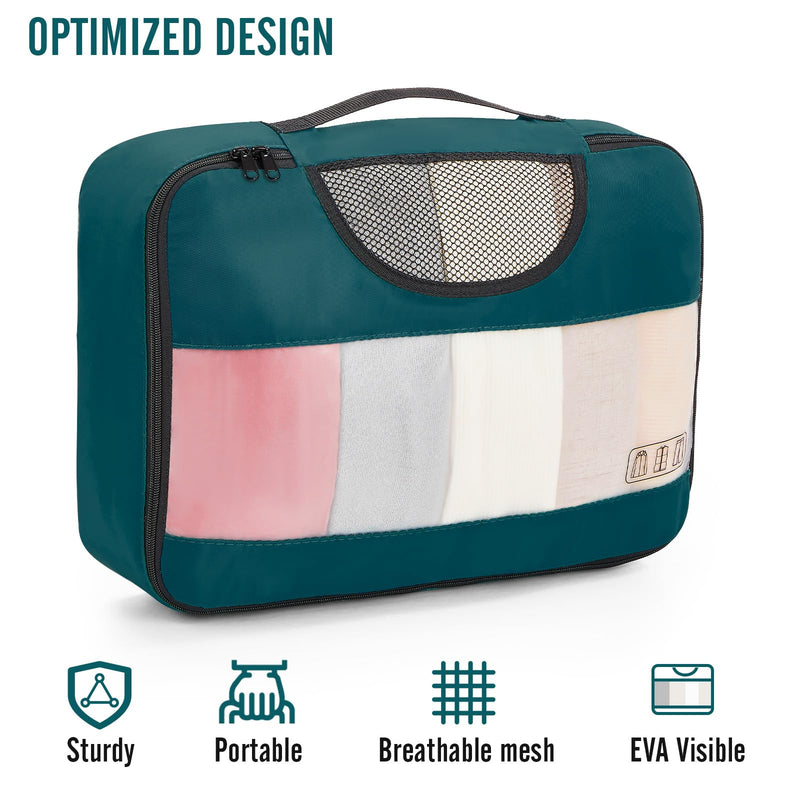 Veken 8 Piece Set Travel Packing Cubes | Dark Teal-zoom-