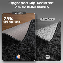 Ophanie Fluffy Shaggy Soft Area Rug | Black 3x5 - aborderproducts