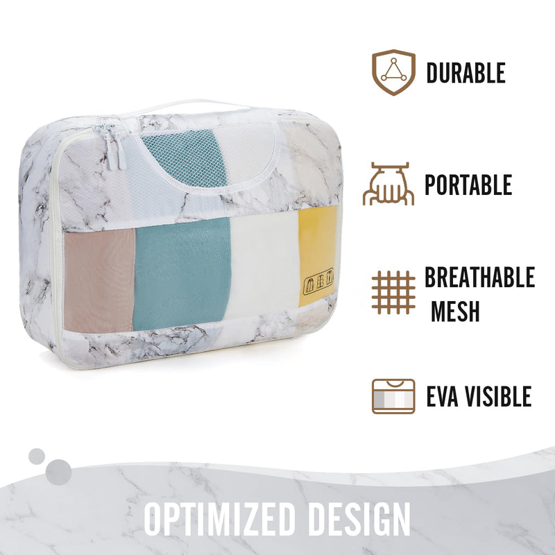 Veken Packing Cubes | 6 Set | White Marble-zoom-
