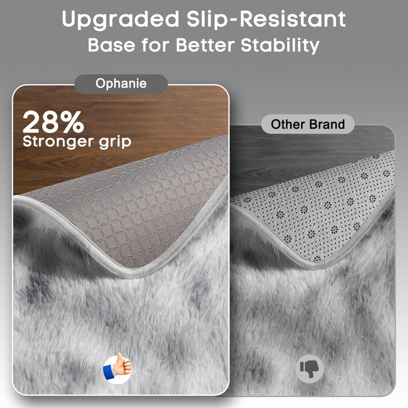 Ophanie Fluffy Shaggy Soft Area Rug | Tie Dyed Grey & White 6x9-zoom-