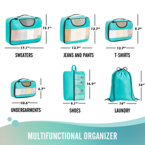 Veken Packing Cubes | 6 Set | Cyan