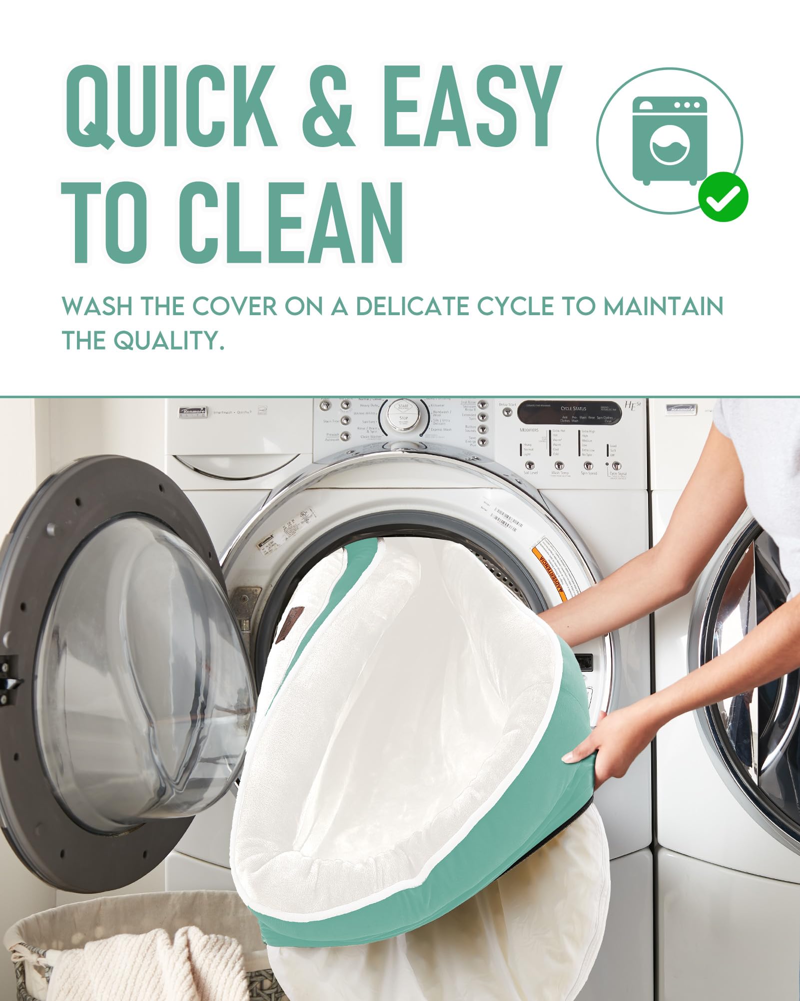 OhGeni | Orthopedic Dog Couch Bed | Large (35 x 28 x 6 Inch)| Turquoise - aborderproducts