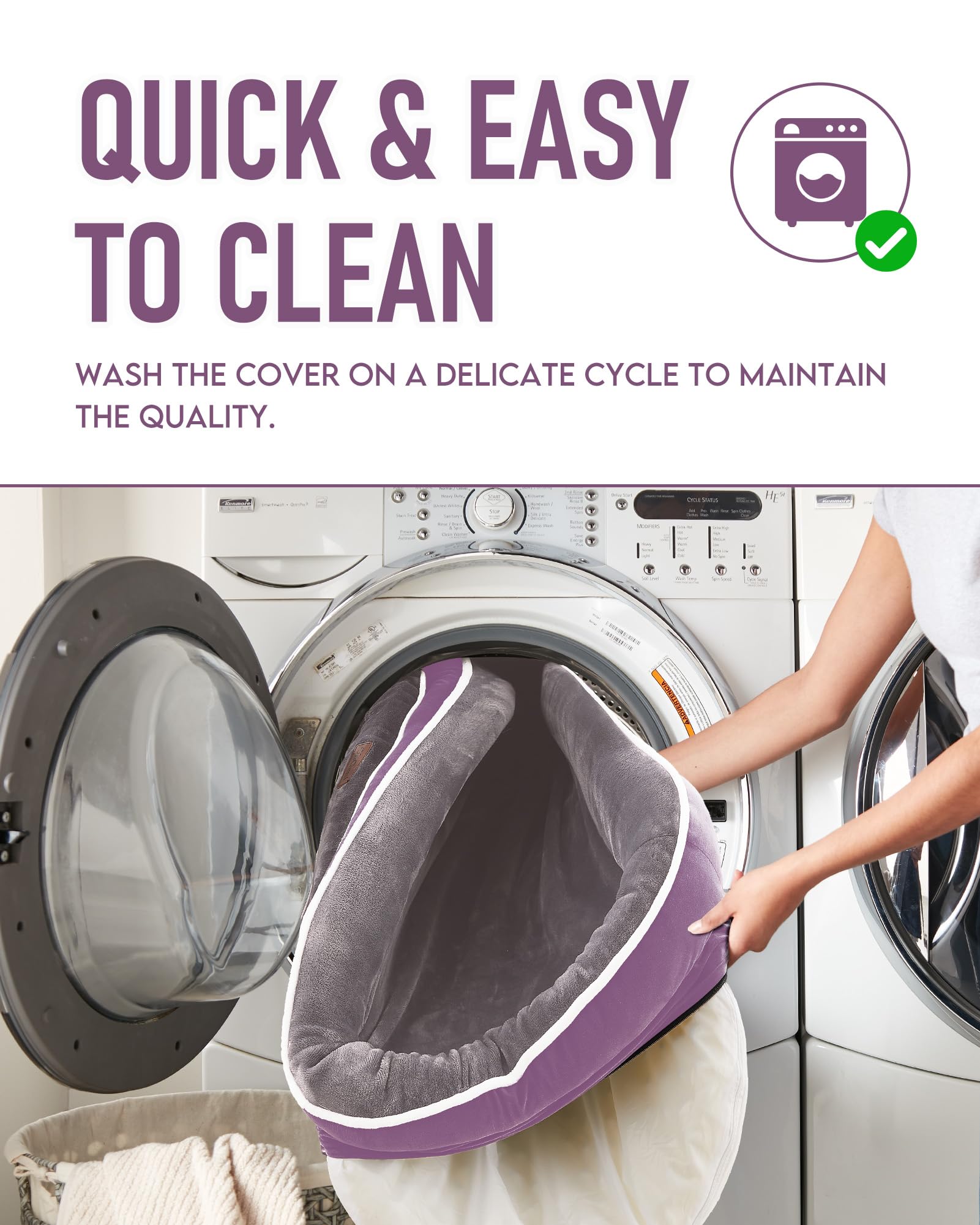 OhGeni | Orthopedic Dog Couch  Bed | Large (35 x 28 x 6 Inch)| Purple - aborderproducts