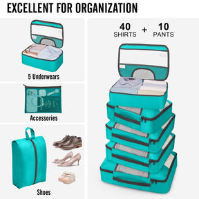 Veken 10 Set Packing Cube Teal - aborderproducts