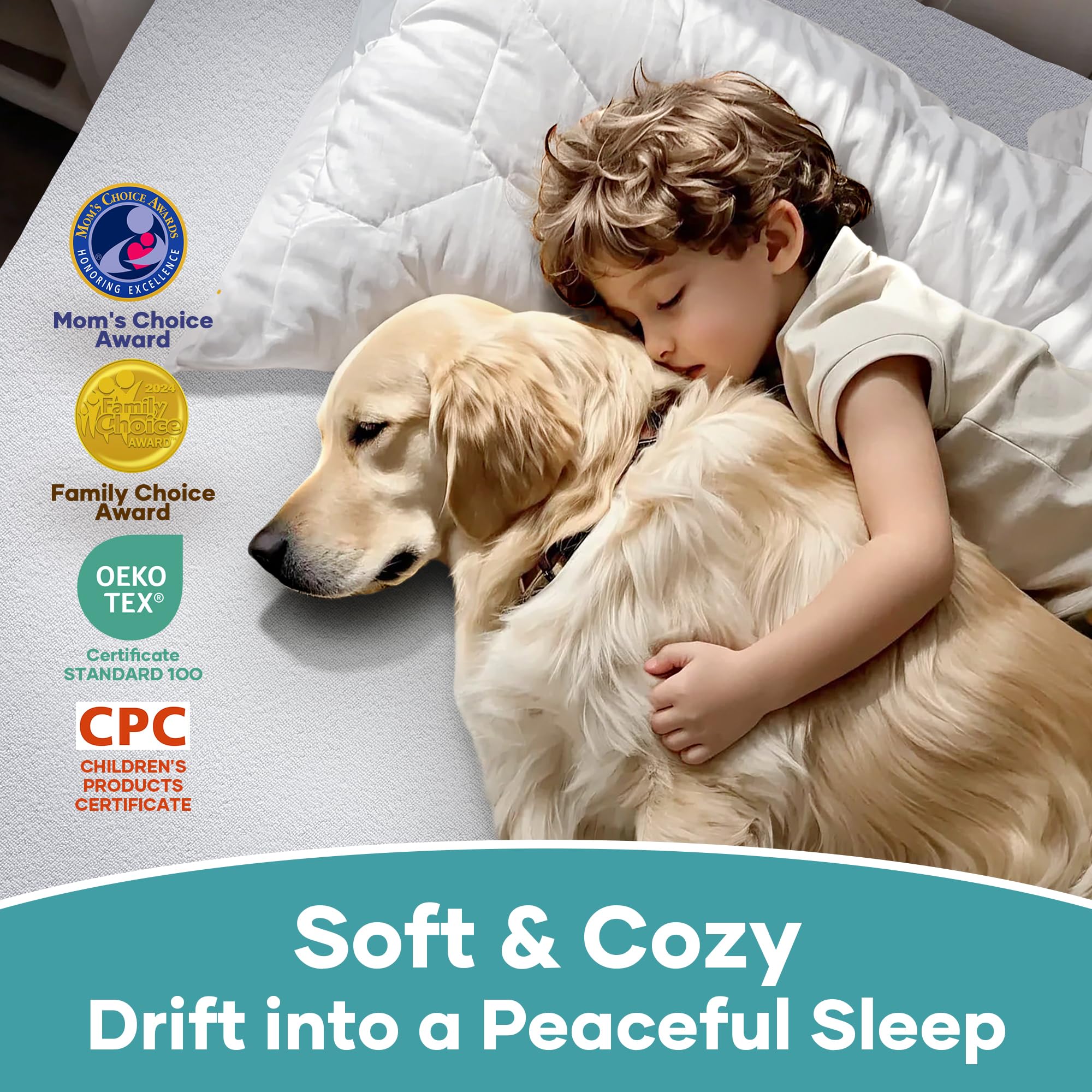 OhGeni | Microfiber Polyester Mattress Protector| Queen | White - aborderproducts